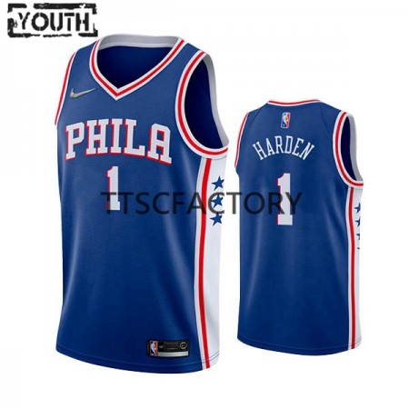 Maillot Basket Philadelphia 76ers James Harden 1 Nike 2022 Icon Edition Bleu Swingman - Enfant